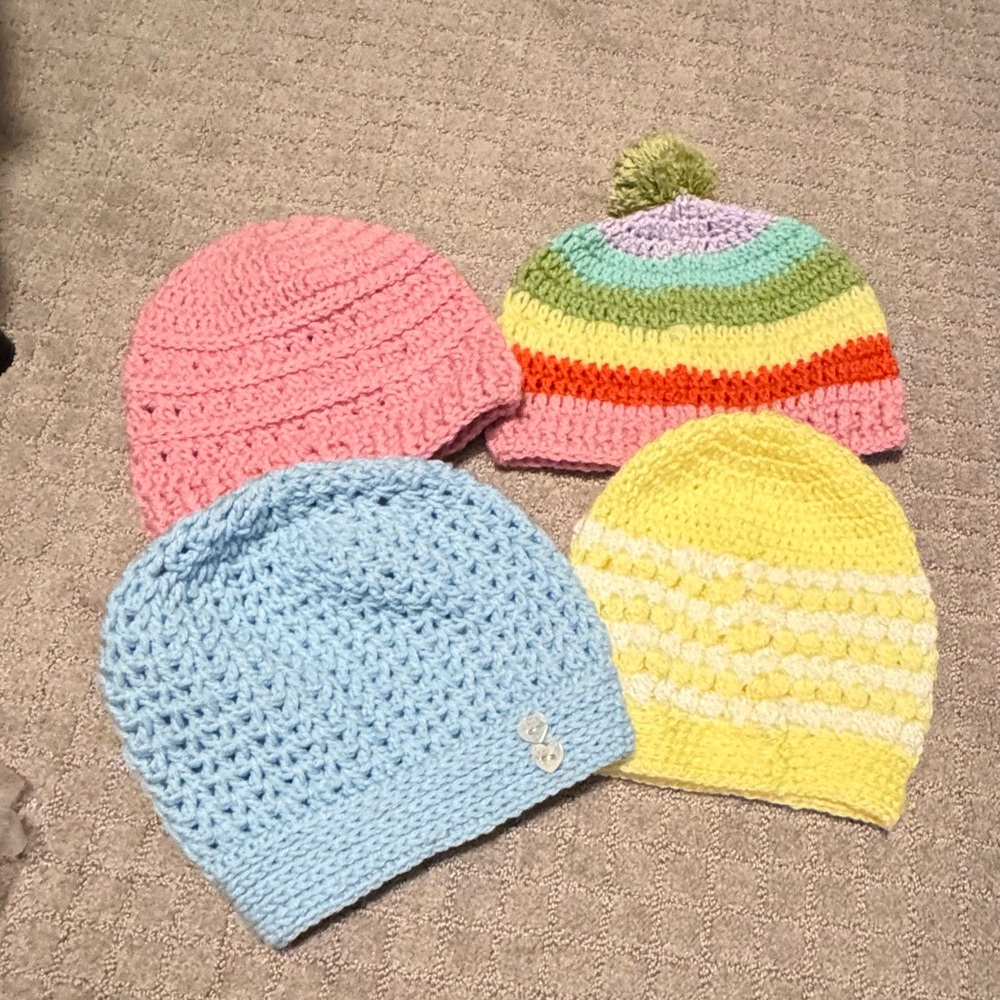 Colorful Crochet Beanie Set (hand made)